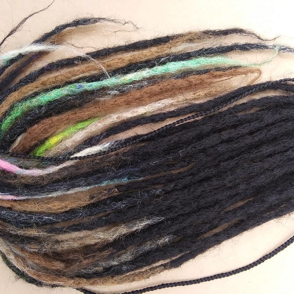 Black ombre colorful tie on dreadlock extensions - Picture 1 of 6
